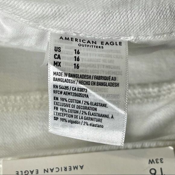 American Eagle High Rise Mom Jean Shorts White 16 NWT - Picture 9 of 11